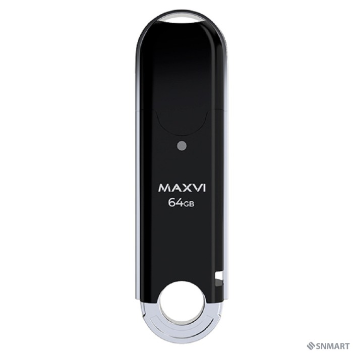Maxvi USB Drive 64GB P2 black, монолит с колпачком, ABS пластик, USB 2.0