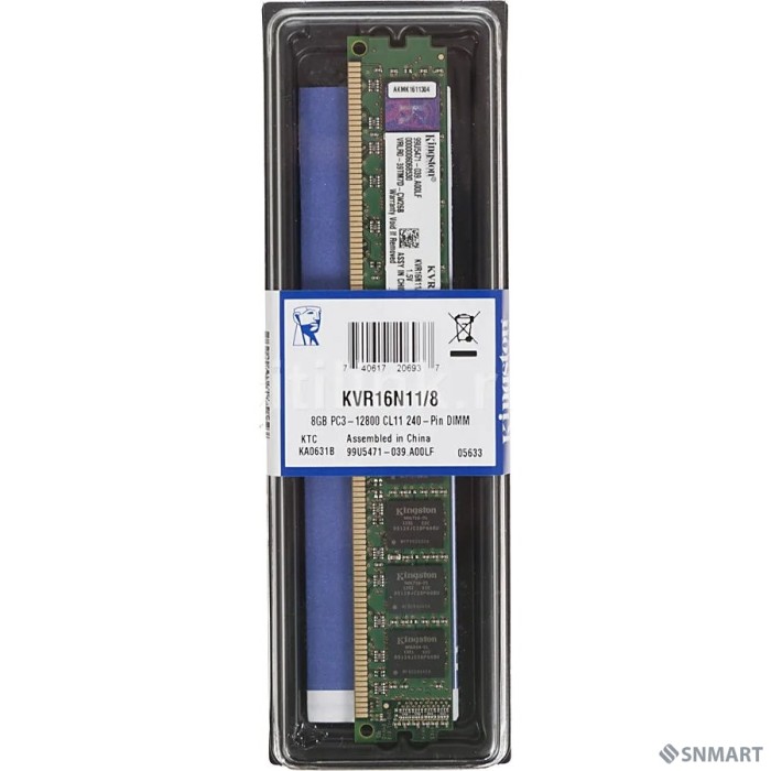 Kingston DDR3 DIMM 8GB (PC3-12800) 1600MHz KVR16N11/8
