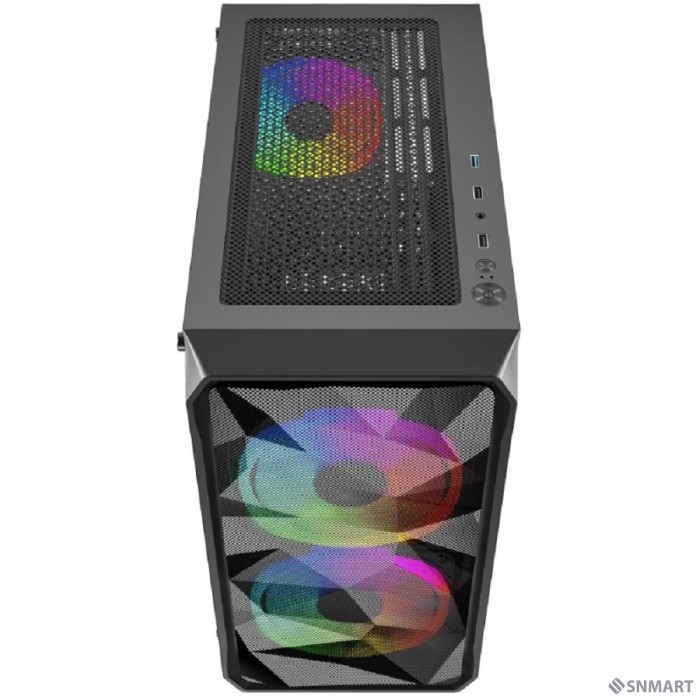 Powercase Mistral Micro A3B ARGB, Tempered Glass, 2x 140mm ARGB PWM+1x 120mm ARGB PWM, чёрный, mATX  (CMMAB-A3)
