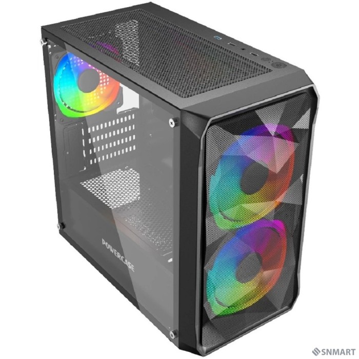Powercase Mistral Micro A3B ARGB, Tempered Glass, 2x 140mm ARGB PWM+1x 120mm ARGB PWM, чёрный, mATX  (CMMAB-A3)