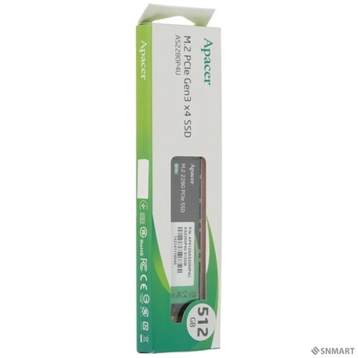 M.2 2280 512GB Apacer AS2280P4U Client SSD AP512GAS2280P4U-1 PCIe Gen3x4 with NVMe