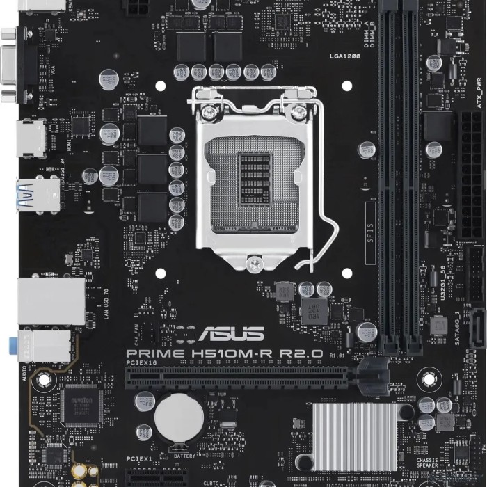 ASUS PRIME H510M-R R2.0-SI (Socket 1200, mATX, 2xDDR4(64GB), VGA/HDMI, 1xPCIe 4.0x16/1xPCIe 3.0, 1xLAN, 4xSATA 6Gb/s, 4xUSB 3.2, 2xUSB 2.0, 1xPS/2)