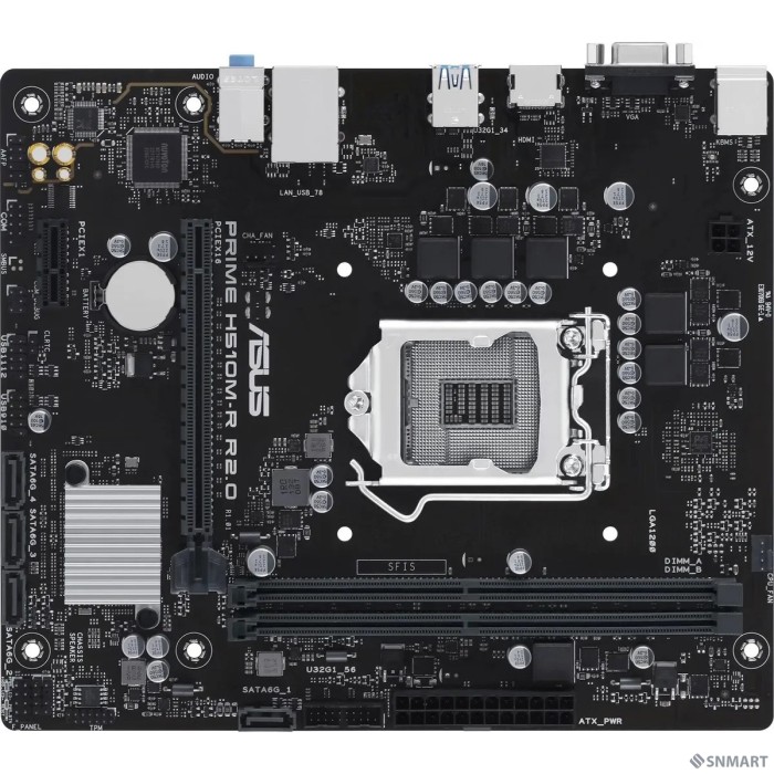 ASUS PRIME H510M-R R2.0-SI (Socket 1200, mATX, 2xDDR4(64GB), VGA/HDMI, 1xPCIe 4.0x16/1xPCIe 3.0, 1xLAN, 4xSATA 6Gb/s, 4xUSB 3.2, 2xUSB 2.0, 1xPS/2)