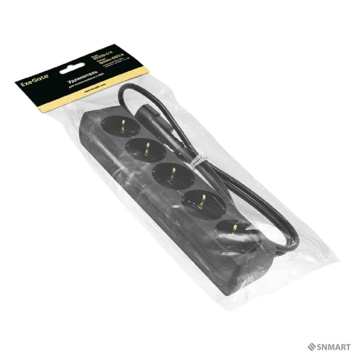 Exegate EX221201RUS Сетевой фильтр Exegate SPU-5-1.2B (5 розеток, 1.2м, UPS вилка, черный)