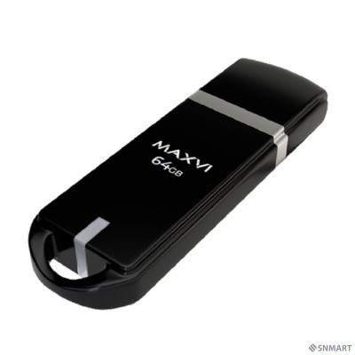 Maxvi USB Drive 64GB P3 black, монолит с колпачком, ABS пластик, USB 2.0
