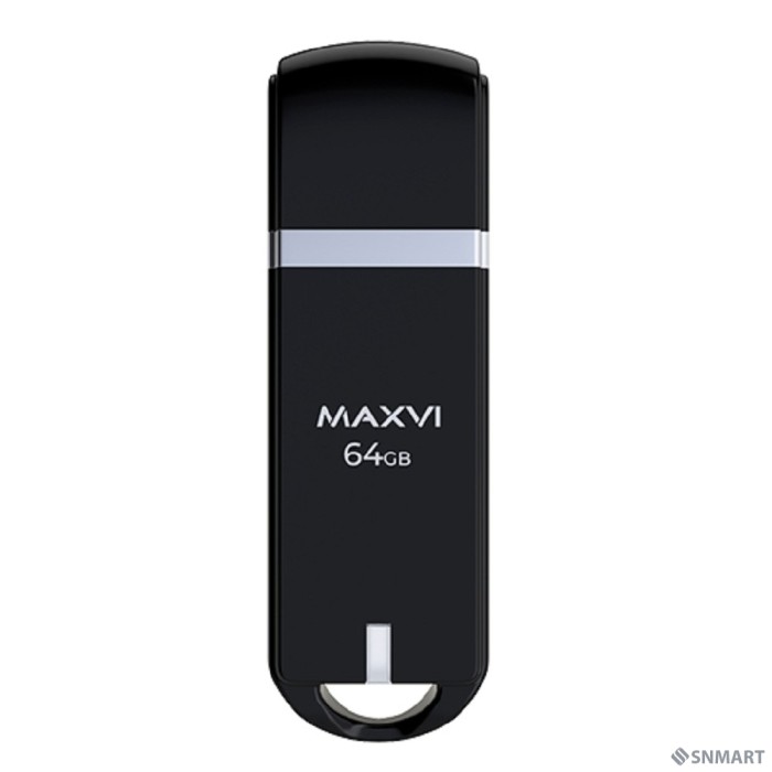 Maxvi USB Drive 64GB P3 black, монолит с колпачком, ABS пластик, USB 2.0