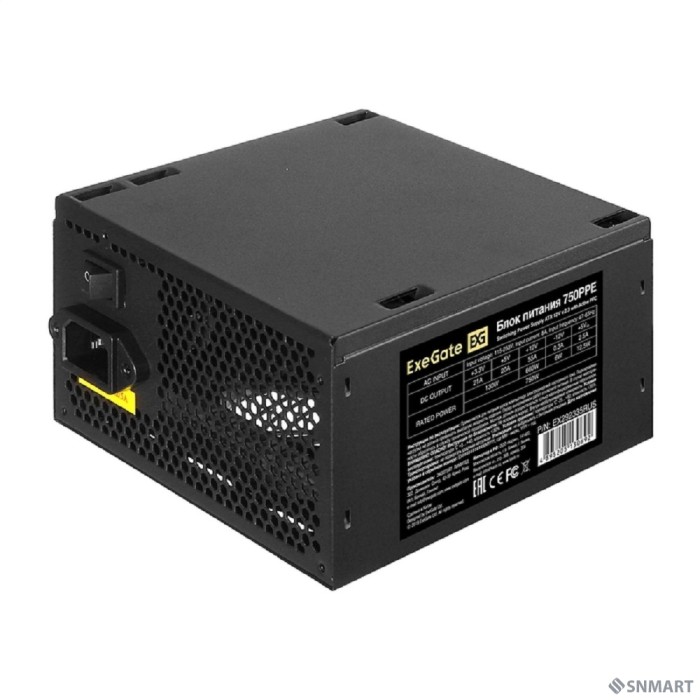 Exegate EX292335RUS Блок питания 750W ExeGate 750PPE (ATX, APFC, КПД 80% (80 PLUS), 12cm fan, 20+4pin, 2x2x(4+4)pin, 4xPCI-E, 6xSATA, 3xIDE, black)