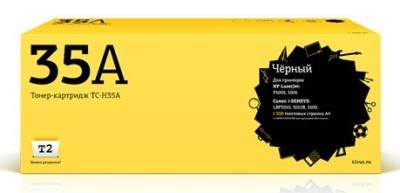 Картридж лазерный T2 CB435A TC-H35A CB435A черный (1500стр.) для HP LJ P1005/P1006 Canon LBP3010/3010B/3100