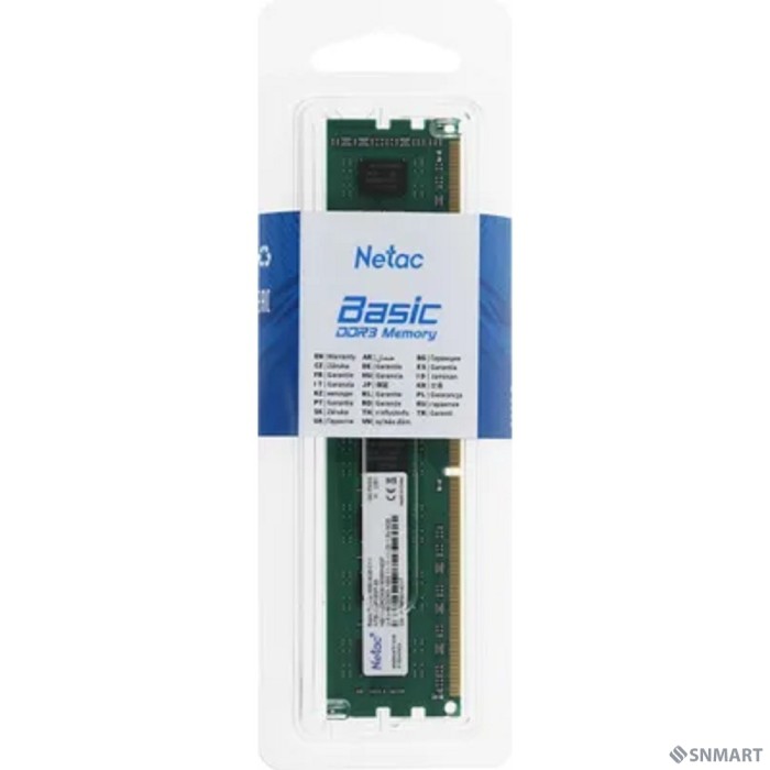 Память DIMM DDR3 8Gb PC12800 1600MHz CL11 Netac 1.5V (NTBSD3P16SP-08)
