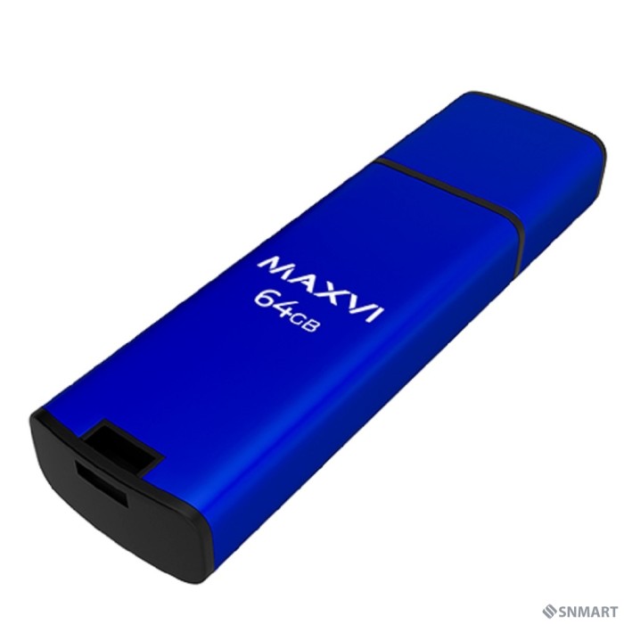 Maxvi USB Drive 64GB MP2 black, монолит с колпачком, ABS пластик + металл, USB 2.0