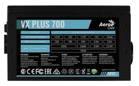 Блок питания для компьютера Aerocool VX PLUS 700w 120мм