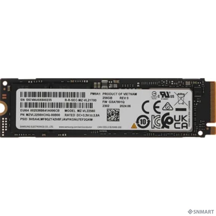 Samsung SSD PM9A1, 256GB, M.2(22x80mm), NVMe, PCIe 4.0 x4, MZVL2256HCHQ-00B00/MZVL2256HCHQ-00B07