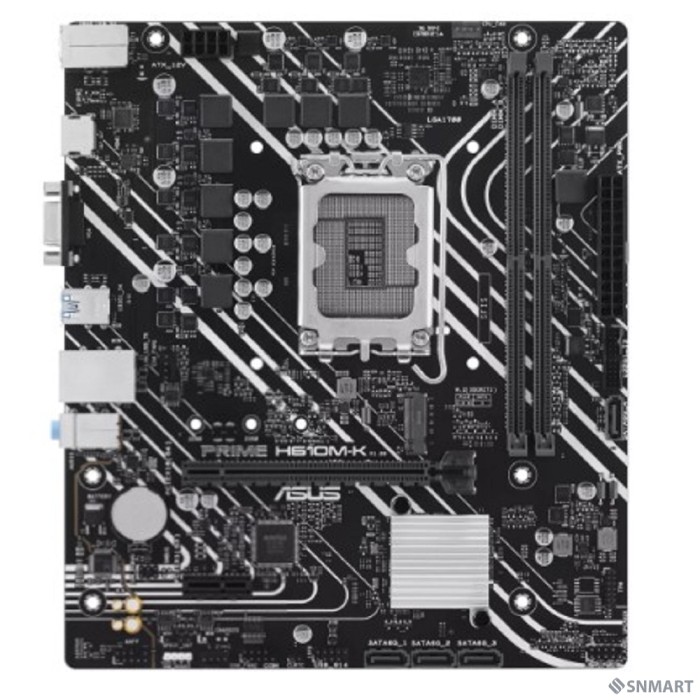 ASUS PRIME H610M-K (Socket 1700, mATX, 2xDDR5(96GB), VGA/HDMI 2.1, 1xPCIe 4.0x16/1xPCIe 3.0, 1xLAN, 4xSATA 6Gb/s, 1xM.2, 2xUSB 3.2, 4xUSB 2.0, 1xPS/2)