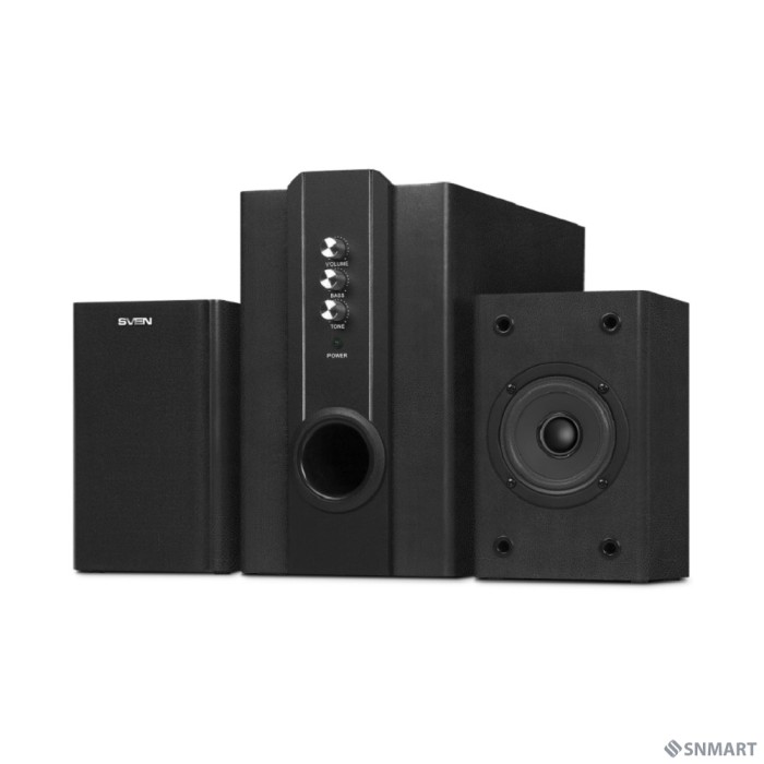 SVEN SPS-820,черная кожа/черный [2.1, 2 сат. + сабвуфер,18 Вт + 2 х 10 Вт (RMS) ,усил.- 20-20000 Гц]