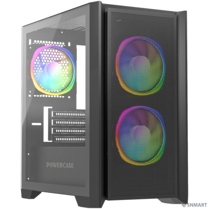 Powercase Alisio Micro Z3B ARGB, Tempered Glass, 3x 120mm ARGB fan, чёрный, mATX  (CAMZB-A3)