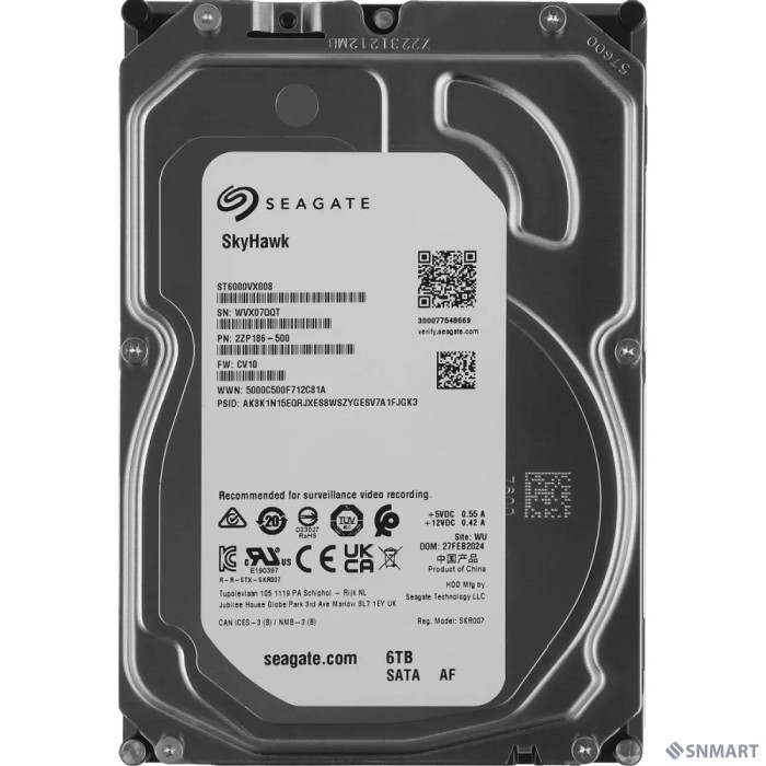 6TB Seagate SkyHawk (ST6000VX008) [SATA 6 Гбит/с, 5400 rpm, 256 mb buffer]