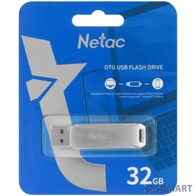 Netac USB Drive 32GB U782C &lt;NT03U782C-032G-30PN&gt;, USB3.0+TypeC, металлическая