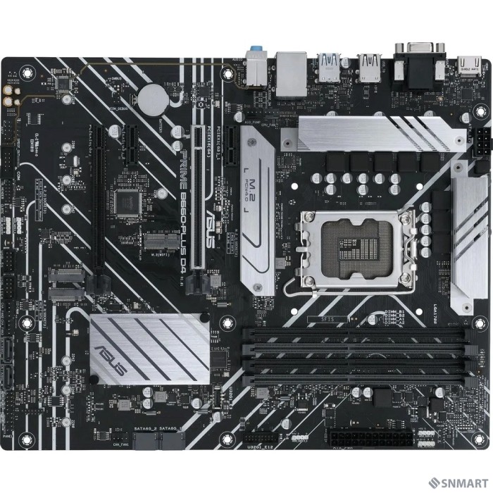 ASUS PRIME B660-PLUS D4 (Socket 1700, ATX, 4xDDR4(128GB), D-SUB/HDMI 2.1/DP, 1xPCIe 4.0x16, 1xPCIe 3.0x16/2xPCIe 3.0, 1xLAN, 4xSATA 6Gb/s, 3xM.2, 1xM.2 E key, 1xUSB-C, 3xUSB 3.2, 2xUSB 2.0)