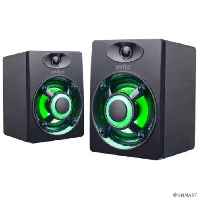 Perfeo колонки "OREOL", 2.0, мощность 2х3 Вт, LED подсветка 7 цв., чёрн, USB