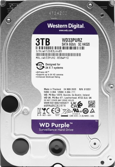 Жесткий диск (HDD) WD Purple 3 ТБ (WD33PURZ)