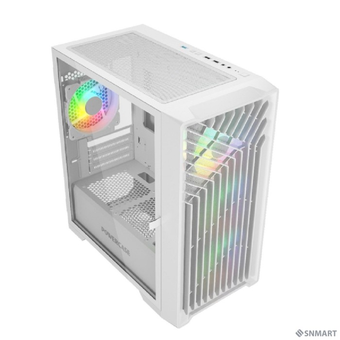 Powercase Mistral Micro X4W, Tempered Glass, 4х 120mm 5-color fan, белый, mATX  (CMMXW-L4)