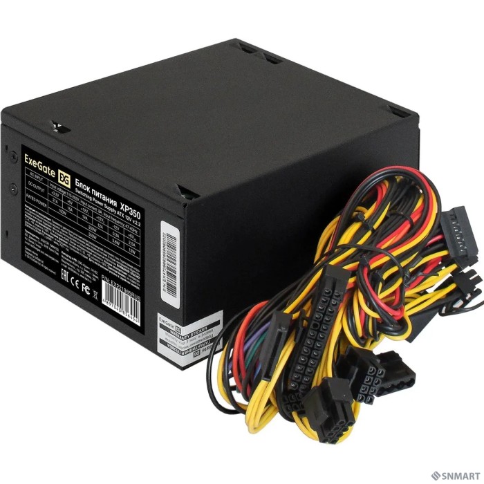 Exegate EX221985RUS Блок питания 350W ATX-XP350 OEM, black, 12cm fan, 24+4pin, 3*SATA, 1*FDD, 2*IDE [251758]