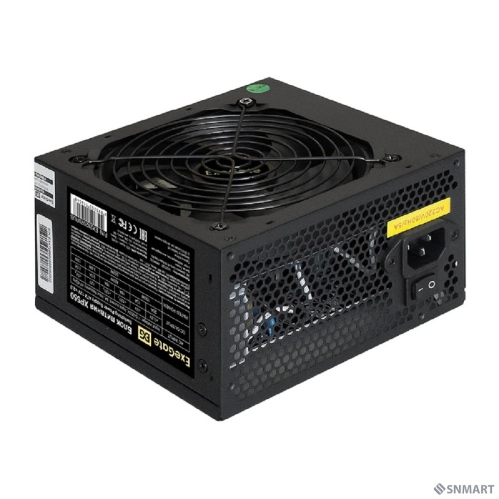 Exegate EX282070RUS-PC Блок питания 550W ExeGate XP550 (ATX, PC, 12cm fan, 24pin, 4pin, PCIe, 3xSATA, 2xIDE, black, кабель 220V в комплекте)