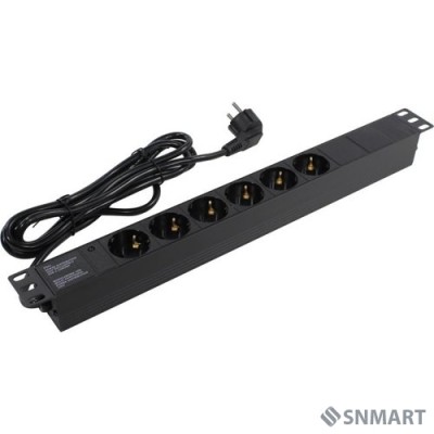 Exegate EX280828RUS Блок розеток ExeGate ServerPro PDU-19H603 Al-6S-EU2.5, 19&quot;,1U,алюм, 6Schuko, евровилка, 2.5м