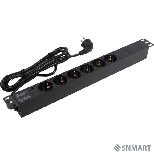 Exegate EX280828RUS Блок розеток ExeGate ServerPro PDU-19H603 Al-6S-EU2.5, 19",1U,алюм, 6Schuko, евровилка, 2.5м
