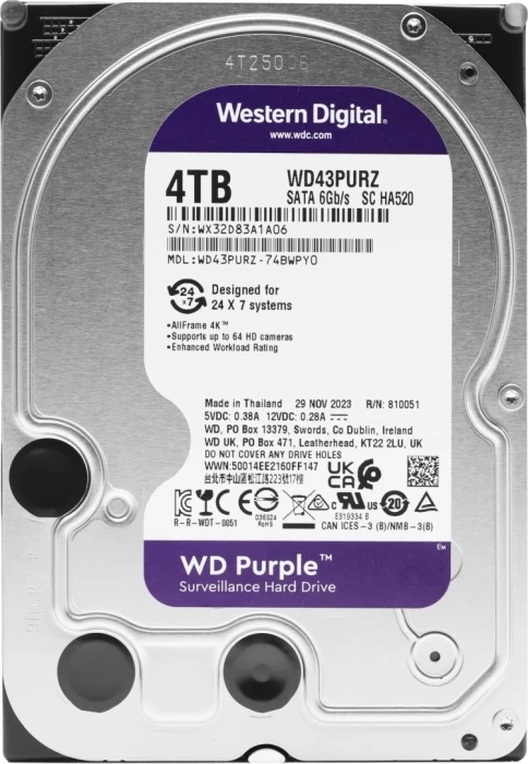 Жесткий диск (HDD) WD Purple 4 ТБ (WD43PURZ)