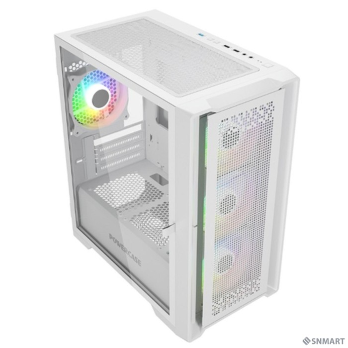 Powercase ByteFlow Micro White, Tempered Glass, 4х 120mm ARGB fans, ARGB HUB, белый, mATX  (CAMBFW-A4)
