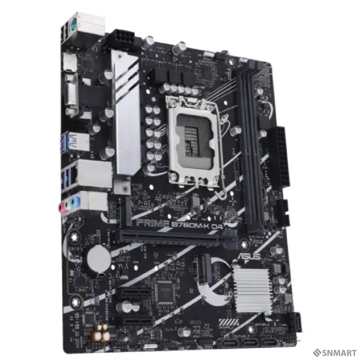 ASUS PRIME B760M-K D4 (Socket 1700, mATX, 2xDDR4(64GB), VGA/HDMI 2.1, 1xPCIe 4.0x16/2xPCIe 4.0, 1xLAN (2.5GbE), 4xSATA 6Gb/s, 2xM.2, 4xUSB 3.2, 2xUSB 2.0, 1xPS/2)