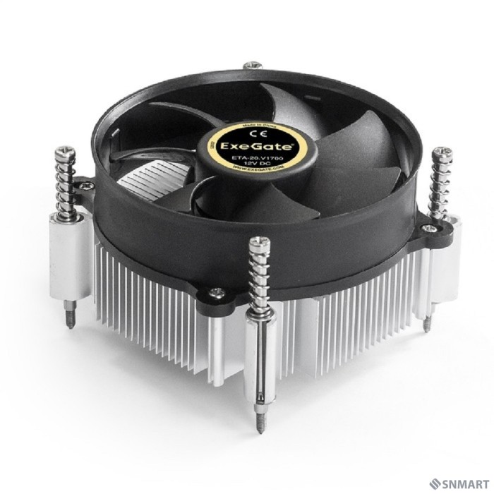 Exegate EX292654RUS Кулер ExeGate ETA-20.V1700 (Al, LGA1700/1150/1151/1155/1156/1200/1366, TDP 90W, Fan 95mm, 2400RPM, Hydro bearing, 3pin, 22db, 340г, с термопастой, на винтах, Color Box)