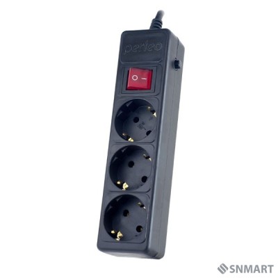 Perfeo Сетевой фильтр &quot;POWER+&quot;,PF_A4666 (3м, 3 розетки, черный (PF-PP-3/3,0-B))