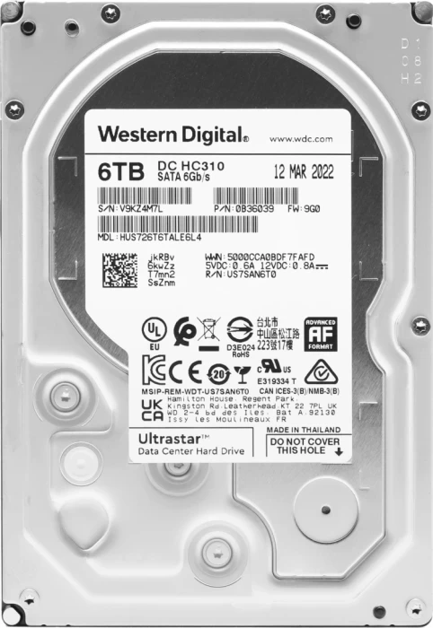 Жесткий диск (HDD) WD Ultrastar DC HC310 6 ТБ (0B36039\0B36535 HUS726T6TALE6L4)