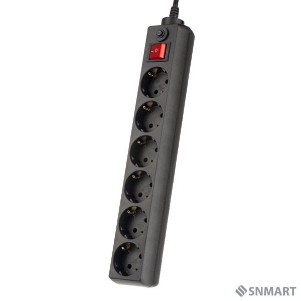 Perfeo Сетевой фильтр "POWER+",PF_A4672 (3,0м, 6 розеток, черный (PF-PP-6/3,0-B))