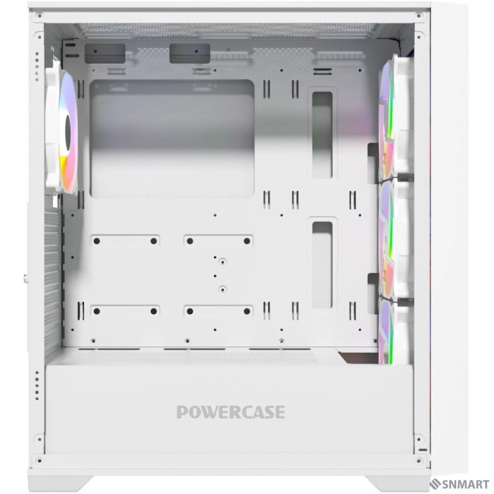 Powercase ByteFlow White, Tempered Glass, 4x 120mm ARGB fans, ARGB HUB, белый, ATX (CBFW-A4)