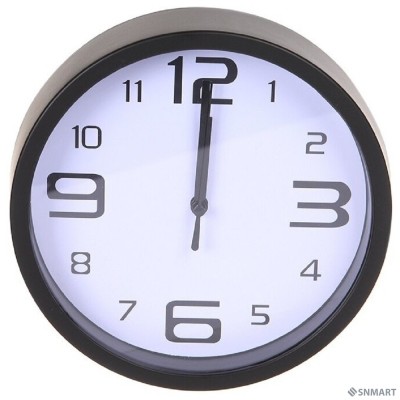 Perfeo Настенные часы &quot;PF-WC-001&quot;, круглые д. 20 см, чёрный корпус / белый циферблат