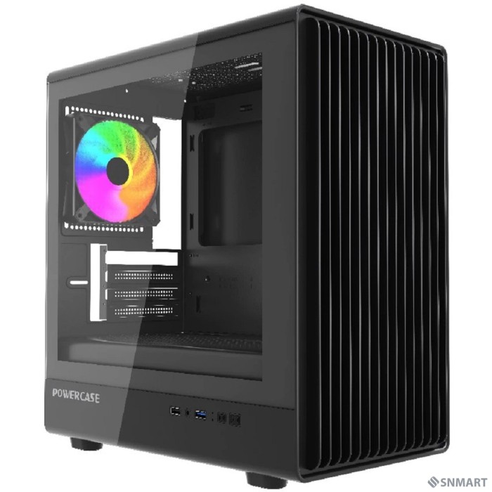 Powercase Корпус Mistral Micro C4B ARGB, Tempered Glass, 4x 120mm ARGB PWM Fan, чёрный, mATX  (CMMCB-A4)