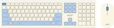Клавиатура + мышь Acer OCC205 клав:белый мышь:белый/голубой USB беспроводная slim (ZL.ACCEE.00C)