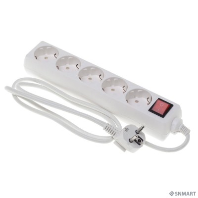 BURO Сетевой удлинитель 5 розеток, 1.5 метра (BU-PS5.1/W), белый (пакет ПЭ) [475296]
