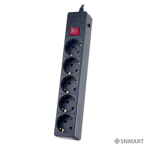 Perfeo Сетевой фильтр "POWER+",PF_A4660 (3,0м, 5 розеток, черный (PF-PP-5/3,0-B))