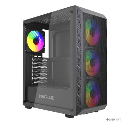 Powercase Корпус Mistral S4B, Tempered Glass, 4x 120mm FRGB Fans, чёрный, ATX  (CMSB-L4)