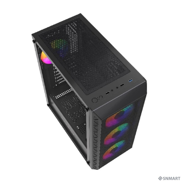 Powercase Корпус Mistral S4B, Tempered Glass, 4x 120mm FRGB Fans, чёрный, ATX  (CMSB-L4)