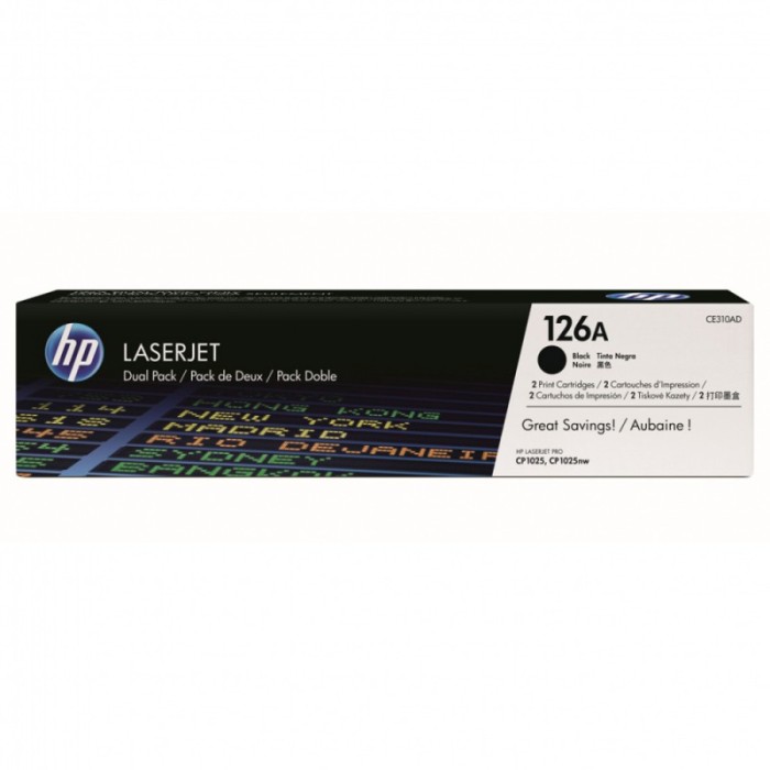 Картридж лазерный HP 126A CE310AD черный двойная упак. (2400стр.) для HP LJ CP1025