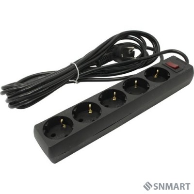 Exegate EX279358RUS Удлинитель ExeGate EC-5-5B (5 розеток, 5м, евровилка, черный)