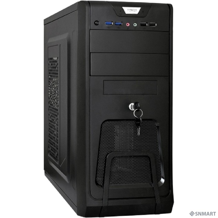 Exegate EX283214RUS Корпус Miditower ExeGate CP-603UB Black, ATX, <без БП>, 2*USB+2*USB3.0, Audio, замок блокировки кнопки питания