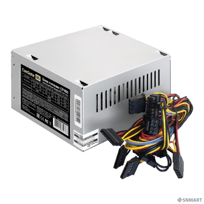 Exegate EX172785RUS Блок питания 450W Exegate CP450 OEM, ATX, 8cm fan, 24+4pin, 3*SATA, 1*FDD, 2*IDE