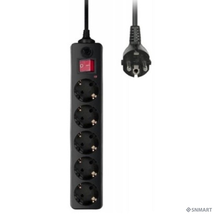 BURO Сетевой фильтр, 5 розеток, 3 метра, (500SH-3-B), черный (коробка) [992293]
