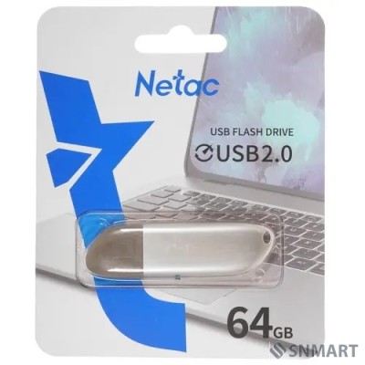 Netac USB Drive 64GB U352 &lt;NT03U352N-064G-20PN&gt;, USB2.0, с колпачком, металлическая